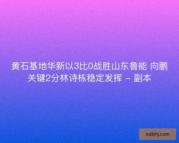黄石基地华新以3比0战胜山东鲁能 向鹏关键2分林诗栋稳定发挥 - 副本