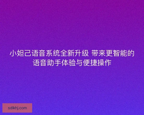 小妲己语音系统全新升级 带来更智能的语音助手体验与便捷操作